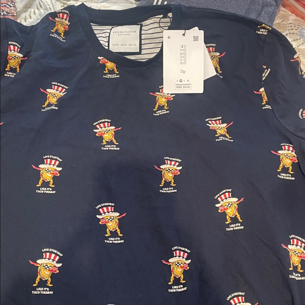 Denim & Flower Navy Graphic Tee